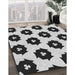 Patterned Black Rug in Family Room, pat548gry