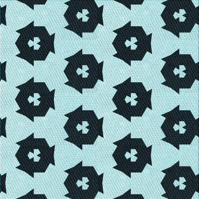 Round Patterned Medium Teal Green Rug, pat548lblu