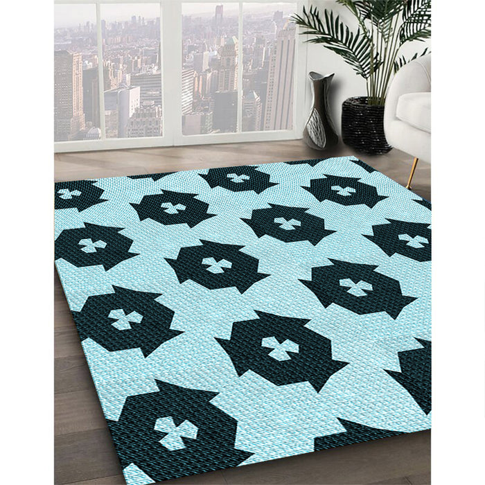 Machine Washable Transitional Medium Teal Green Rug in a Family Room, wshpat548lblu