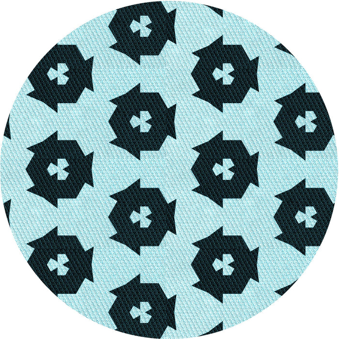 Square Patterned Medium Teal Green Rug, pat548lblu