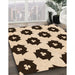 Patterned Deep Peach Orange Rug in Family Room, pat548org