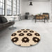 Round Patterned Deep Peach Orange Rug in a Office, pat548org