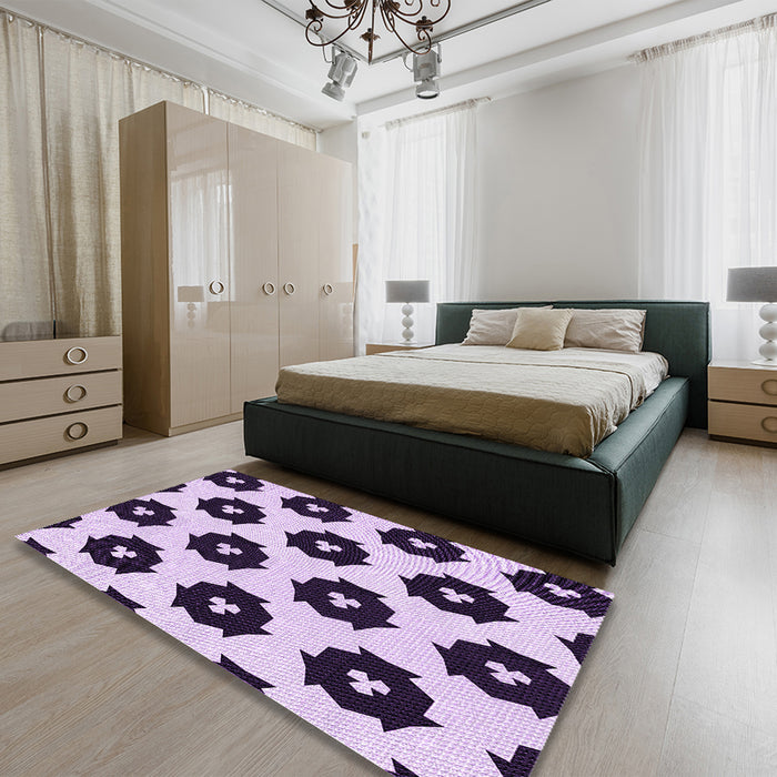 Patterned Blossom Pink Rug in a Bedroom, pat548pur
