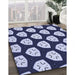 Machine Washable Transitional Blue Rug in a Family Room, wshpat549blu