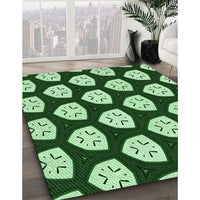 Patterned Deep Emerald Green Rug, pat549grn