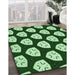 Patterned Deep Emerald Green Rug in Family Room, pat549grn