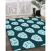Machine Washable Transitional Deep-Sea Blue Rug in a Family Room, wshpat549lblu