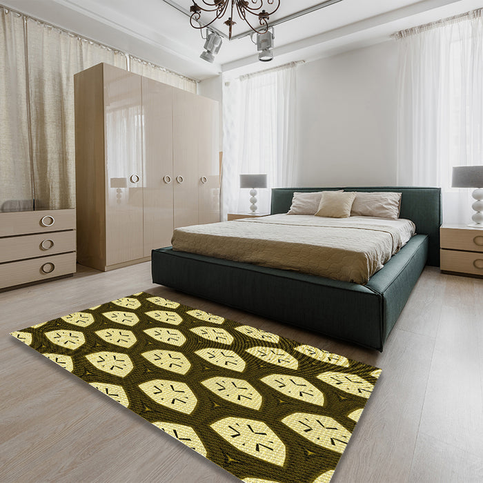 Patterned Red Rug in a Bedroom, pat549yw