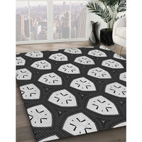 Patterned Charcoal Black Novelty Rug, pat549