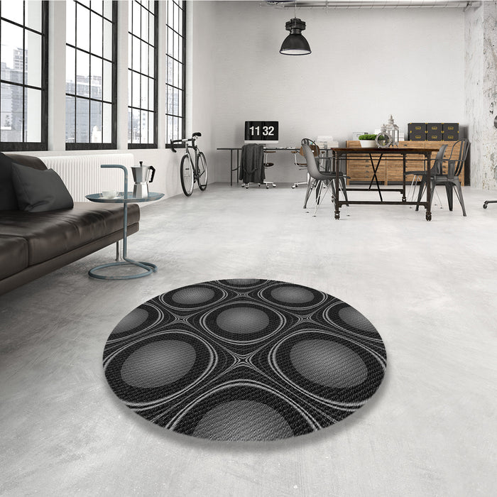 Round Patterned Ash Gray Rug in a Office, pat55gry