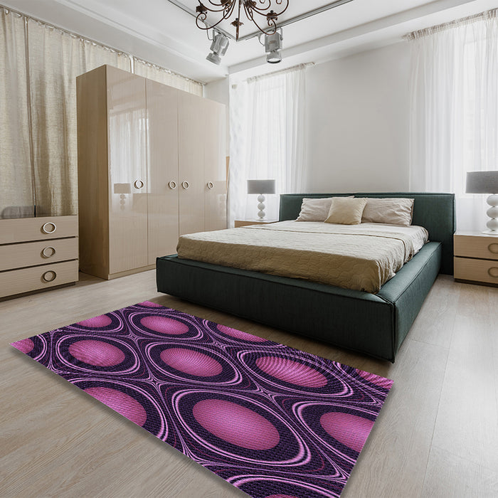 Machine Washable Transitional Orchid Purple Rug in a Family Room, wshpat55pur