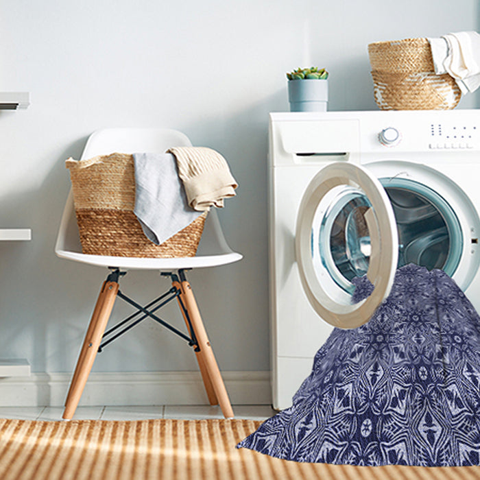 Machine Washable Transitional Denim Dark Blue Rug in a Washing Machine, wshpat550blu