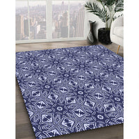 Patterned Denim Dark Blue Rug, pat550blu