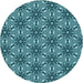 Square Patterned Deep-Sea Blue Rug, pat550lblu