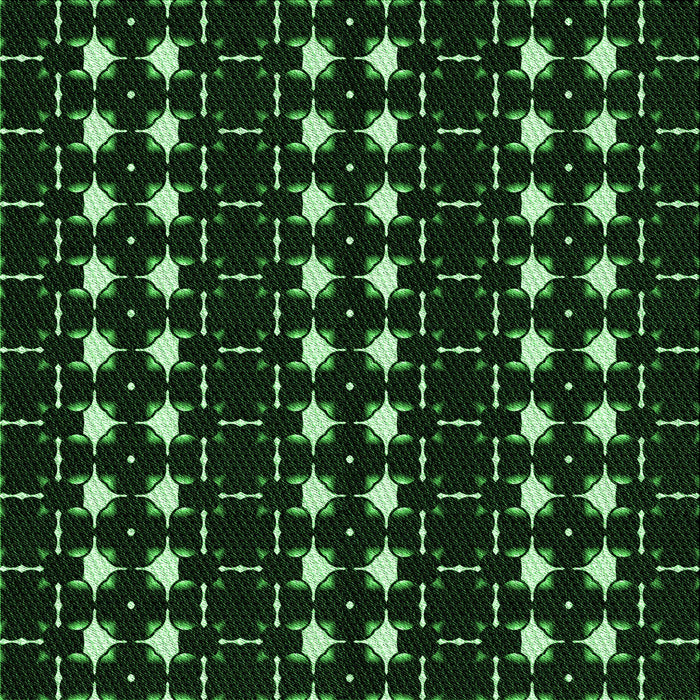 Round Patterned Black Rug, pat551grn