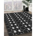 Patterned Black Rug in Family Room, pat551gry