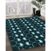 Machine Washable Transitional Deep-Sea Green Rug in a Family Room, wshpat551lblu