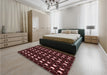 Patterned Chocolate Brown Rug in a Bedroom, pat551rd