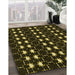 Patterned Black Rug in Family Room, pat551yw