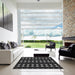 Square Machine Washable Transitional Black Rug in a Living Room, wshpat551
