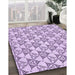 Patterned Purple Flower Purple Rug in Family Room, pat552pur