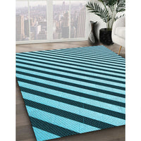 Patterned Medium Teal Green Rug, pat553lblu