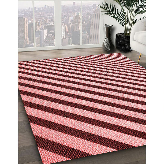 Patterned Cranberry Red Rug in Family Room, pat553rd