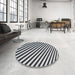 Round Machine Washable Transitional Light Gray Rug in a Office, wshpat553