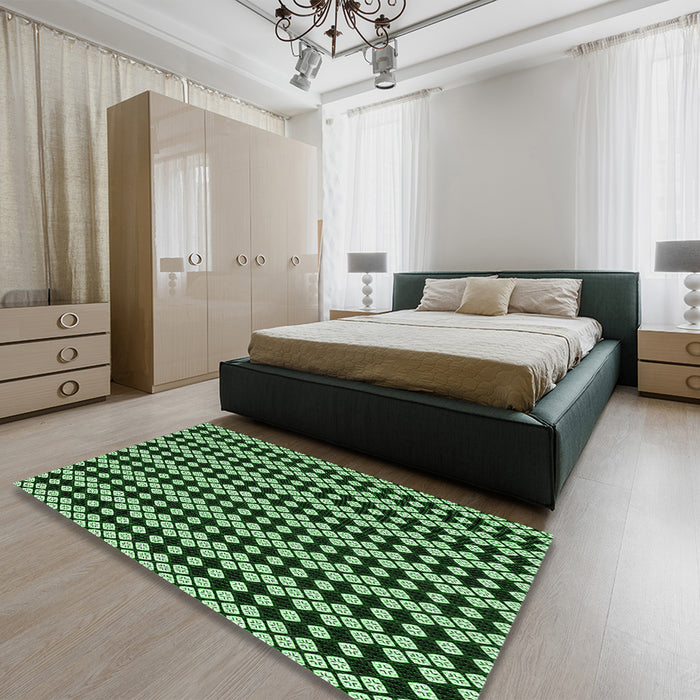 Patterned Pastel Green Rug in a Bedroom, pat554grn
