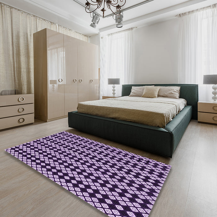 Patterned Dark Purple Rug in a Bedroom, pat554pur