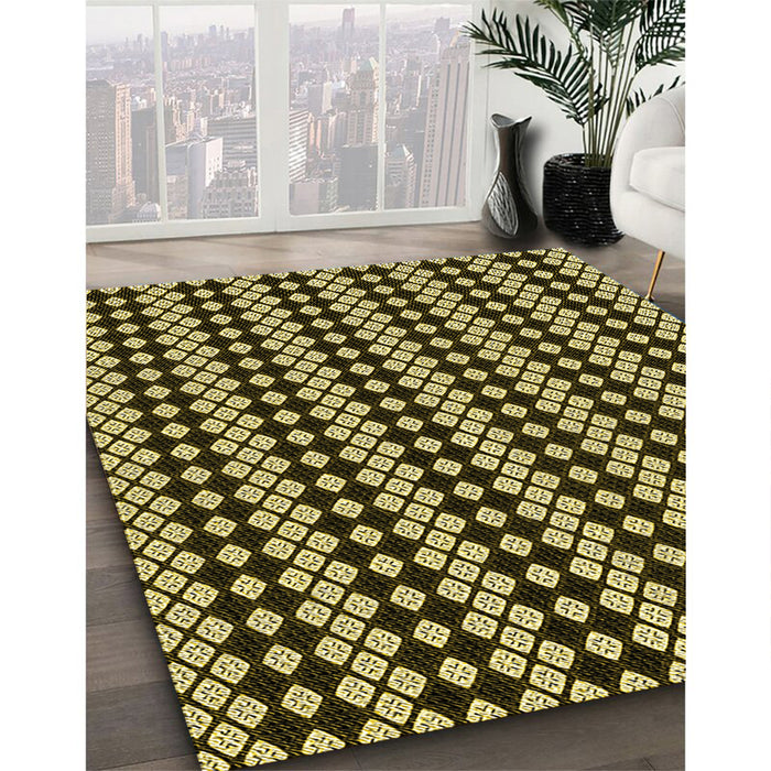 Machine Washable Transitional Black Brown Rug in a Family Room, wshpat554yw