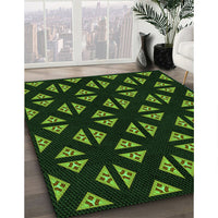 Patterned Dark Lime Green Rug, pat555grn
