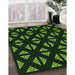 Patterned Dark Lime Green Rug in Family Room, pat555grn