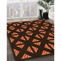 Patterned Mahogany Brown Rug, pat555org
