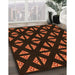 Patterned Mahogany Brown Rug in Family Room, pat555org