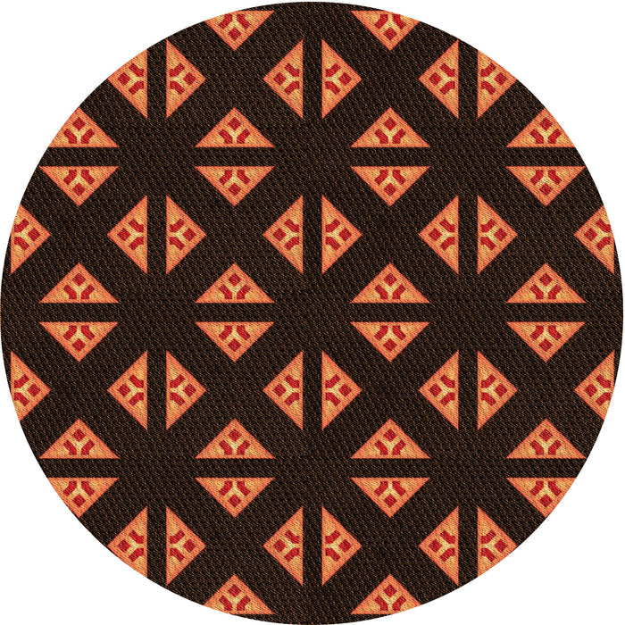 Square Patterned Mahogany Brown Rug, pat555org