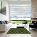 Square Patterned Green Rug in a Living Room, pat556brn