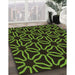 Patterned Green Rug in Family Room, pat556brn