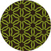 Square Patterned Dark Yellow Green Rug, pat556org