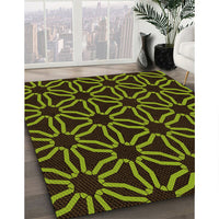 Patterned Dark Yellow Green Rug, pat556org