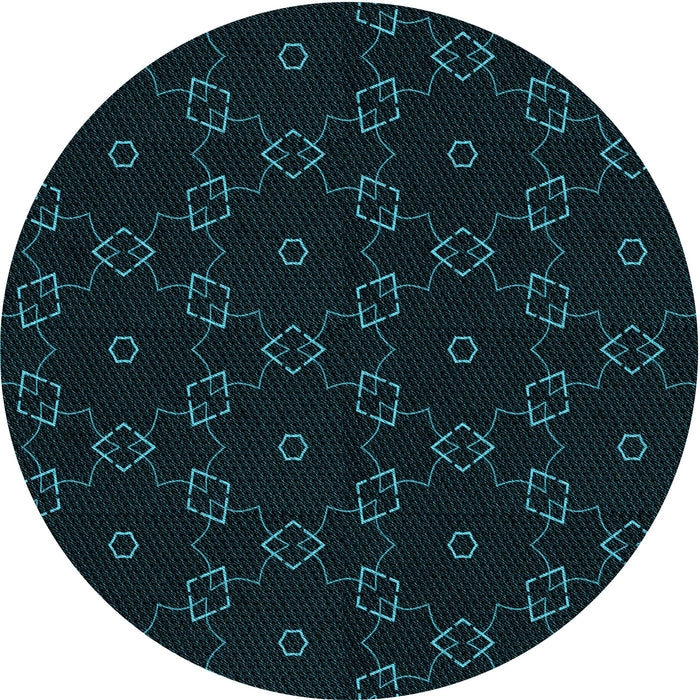 Square Patterned Black Rug, pat557lblu