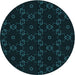 Square Patterned Black Rug, pat557lblu