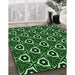 Machine Washable Transitional Dark Forest Green Rug in a Family Room, wshpat558grn