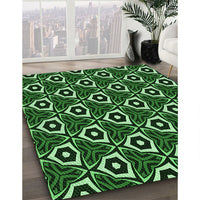 Patterned Dark Forest Green Rug, pat558grn