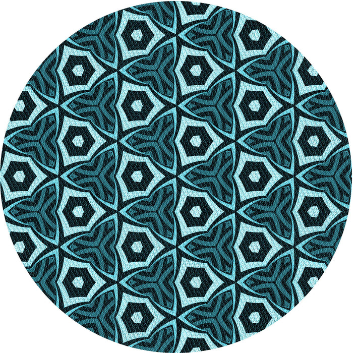 Square Patterned Deep Teal Green Rug, pat558lblu