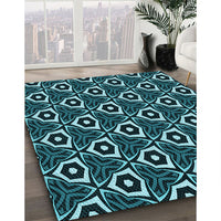 Patterned Deep Teal Green Rug, pat558lblu