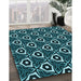 Patterned Deep Teal Green Rug in Family Room, pat558lblu