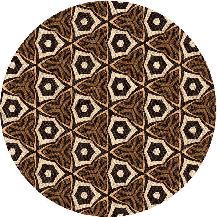 Square Patterned Peru Brown Rug, pat558org