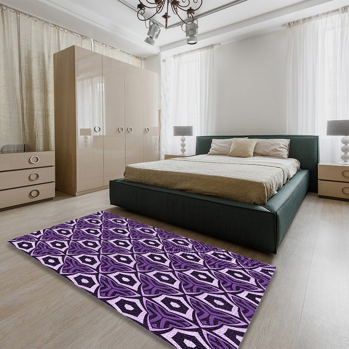 Patterned Purple Rug in a Bedroom, pat558pur