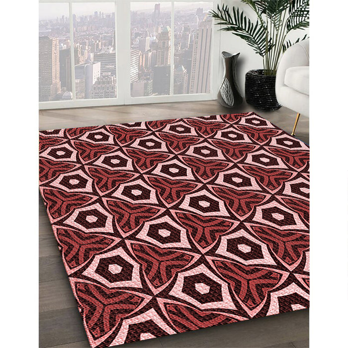 Machine Washable Transitional Red Rug in a Family Room, wshpat558rd
